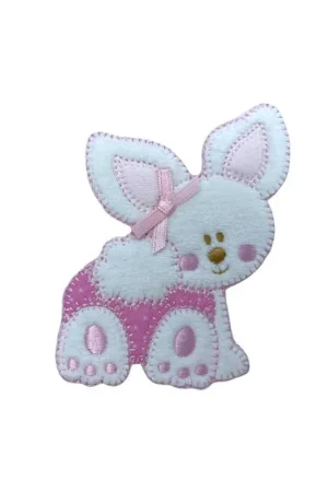 Applicazione Termoadesiva Ricamo Patch Velluto Gattino Rosa Pois Fiocco Raso 7x9 Cm Promozione