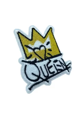 Applicazione Termoadesiva Patch Ricamo Filo Oro Corona Scritta Queen 6 Cm Saldi