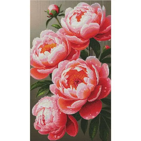 kit ricamo a punto croce - Peonie lussureggianti - Nova Sloboda Sconto