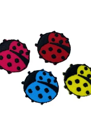 Solo Oggi Applicazione Patch Termoadesiva Coccinella Ricamo Nero Alta Cm 2,6