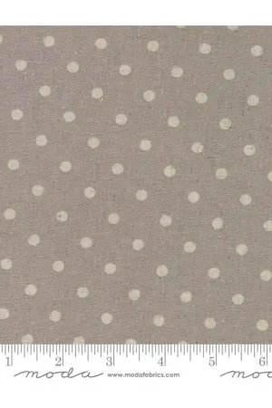 Scelto Dai Clienti Moda Fabrics Linen Mochi Dot Putty, Tessuto Tortora Misto Lino con Pois Beige