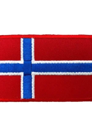 Applicazione Toppa Patch Termoadesiva Ricamo Bandiera Norvegia 9x6 Cm Nuova Collezione