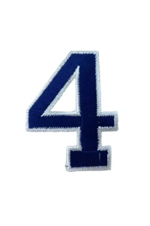 Popolare Applicazione Termoadesiva Patch Ricamo Blu Bianco Numero 4 Mm 35x45
