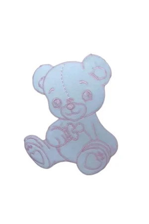 Applicazione Termoadesiva Patch Ricamo Rosa Velluto Bianco Orsetto Seduto 12x10 Cm Prezzo Scontato