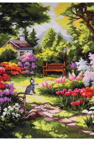 Non Perdere kit ricamo a punto croce - Gatto in giardino - Trimits