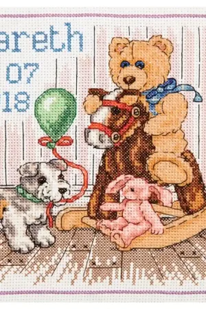 Kit di Punto Croce - Teddy Birth Sampler - Anchor Pagamento Sicuro