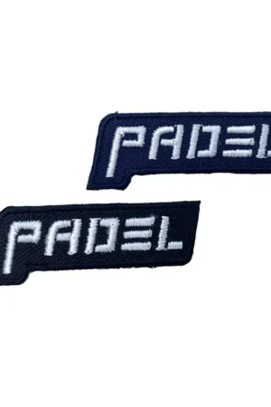 Economico Applicazione Scritta Ricamo Bianco Padel Patch Termoadesiva Sport 5x1,5 Cm