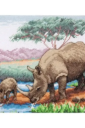 Kit di Punto Croce - Rinoceronti - Anchor Di Tendenza