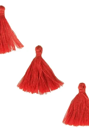 Economico Pompons imitation coton 26-30 mm Rouge x10
