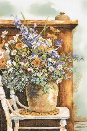 kit ricamo a punto croce - Arte floreale vintage - Lanarte Prezzo Basso