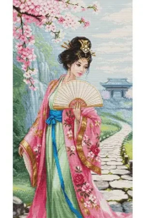 Esclusivo kit ricamo a punto croce - Il canto dei ciliegi in fiore - Luca-S