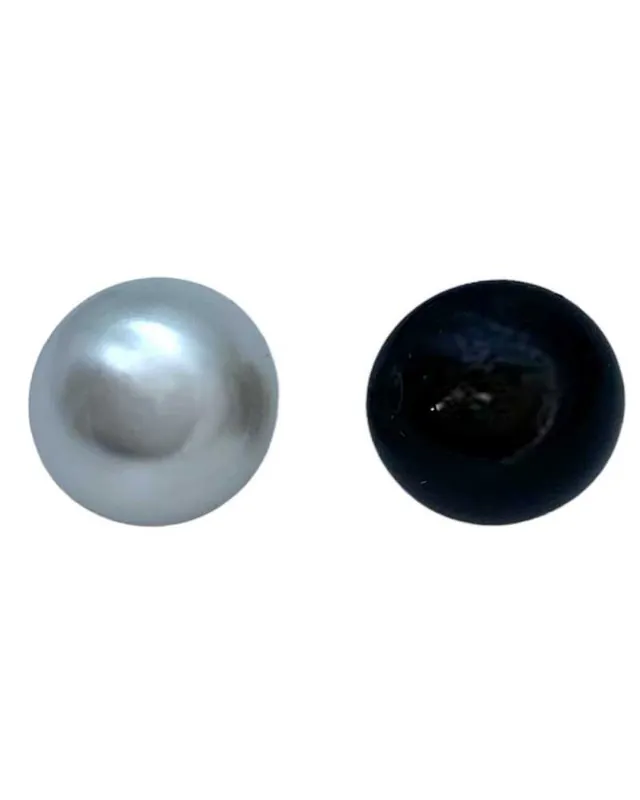 Economico Bottone Bombato Mezza Perla Vetro Gambo Metallo 1 Cm