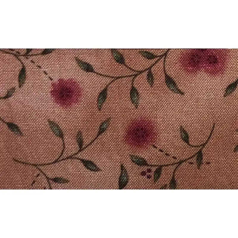 Handworks, Tessuto Marrone con Rami Verdi e Fiori Rossi Offerta Limitata