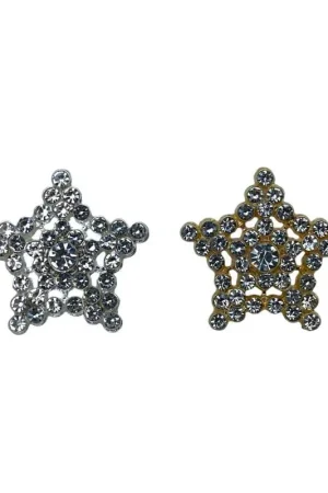 Bottone Modello Stella Gioiello Strass Gambo Metallo 20 Mm Quantità Limitata