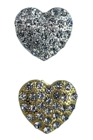 Soddisfatti O Rimborsati Bottone Cuore Gioiello Strass Modello Gambo Metallo 22 Mm