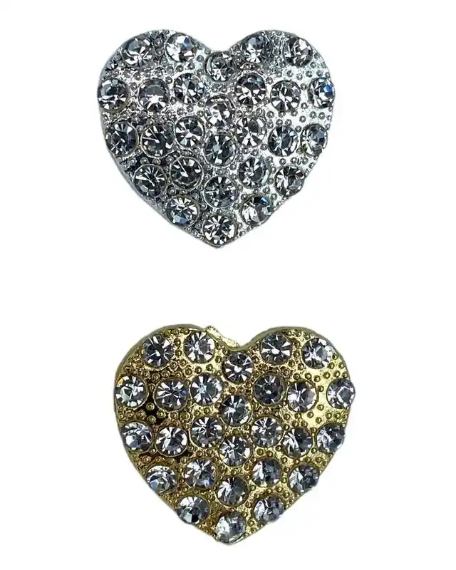 Soddisfatti O Rimborsati Bottone Cuore Gioiello Strass Modello Gambo Metallo 22 Mm