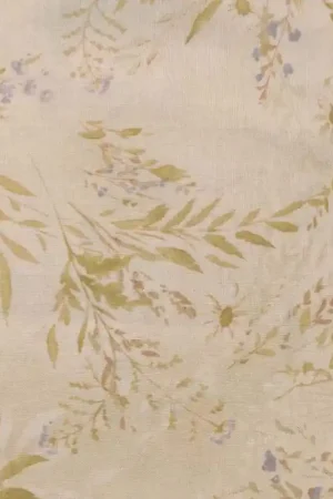 Soddisfatti O Rimborsati Tessuto Crema con Erbe e Fiori di Campo in verde muschio - Botanical Garden Handworks