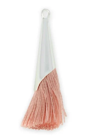 Pompon en coton 33 mm Rose avec coupelle Placage argent fin x1 Prezzo Di Fabbrica