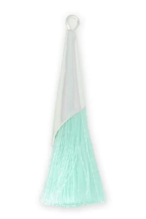 Pompon en coton 33 mm Mint avec coupelle Placage argent fin x1 Occasione