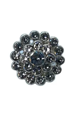 Solo Oggi Bottone Tondo Gioiello Strass Modello Fiore Gambo Metallo 14 Mm