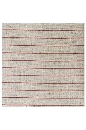 Di Tendenza Tessuto 100% Lino, Tinto in Filo Beige e Rosso a Righe