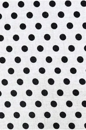 Compra Adesso Tessuto 100% Lino, Beige con Pois Neri Grandi