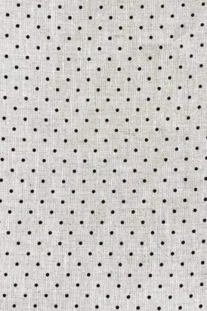 Tessuto 100% Lino, Beige con Pois Neri Scelto Dai Clienti