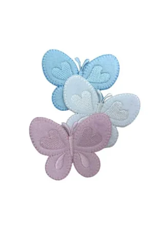 Applicazione Baby Termoadesiva Patch Velure Ricamo Cuore Farfalla 6,5x5 Cm Occasione Imperdibile