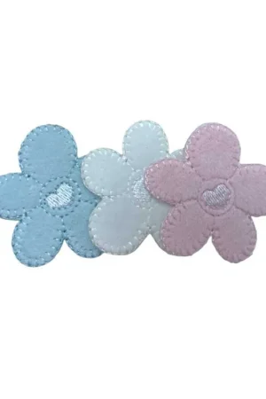 Applicazione Patch Termoadesiva Ricamo Cuore Fiore 5 Petali Velure 4 Cm Economico