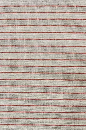 Offerta Limitata Tessuto 100% Lino, Beige Tinto in Filo con Righe Rosse
