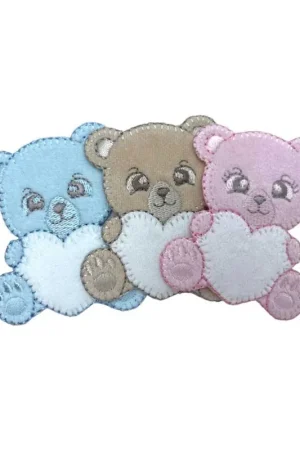 Scelto Dai Clienti Applicazione Termoadesiva Patch Ricamo Orsetto Cuore Bianco Tessuto Velure Alto 6x5,5 Cm