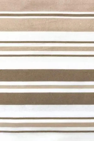 Tessuto Stampato Panna con Righe Nocciola e Marrone per Arredamento Sconto