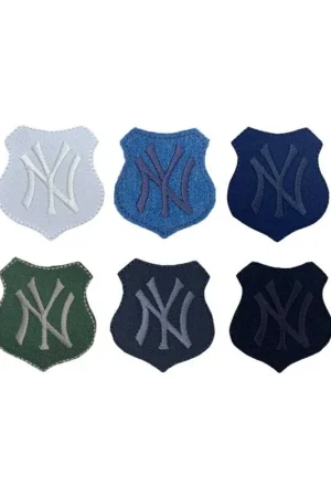 Applicazione Termoadesiva Patch Toppa Scudetto Sport Ricamo Simbolo NY 5x4,5 Cm Promozione