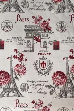 Tessuto Stampato Beige a Tema Parigi per Arredamento Nuovo Arrivo