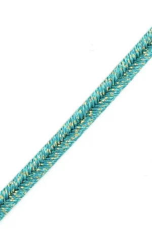 Affare Soutache brillante fabrication italienne 3.5 mm Turquoise / Doré x1m