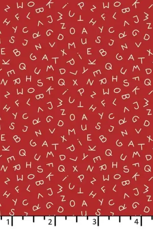 Spedizione Espresso EQP Forward to the Past - ABC - Rosehip, tessuto rosso terra con piccole lettere dell'alfabeto panna