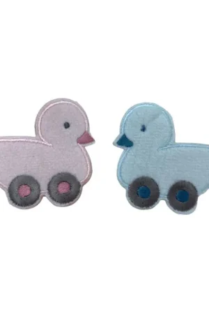 Promozione Esclusiva Applicazione Termoadesiva Baby Paperella Velluto Ricamo Ruote Dimensione 5 Cm