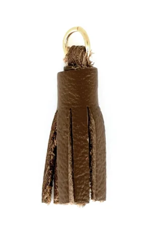 Pompon en cuir 22 mm pour création ou customisation DIY - Marron/doré  x1 Esclusivo