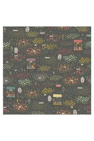 Ultimissimo Modello Market Garden by Anni Downs, Tessuto Verdone con motivi floreali e giardinaggio