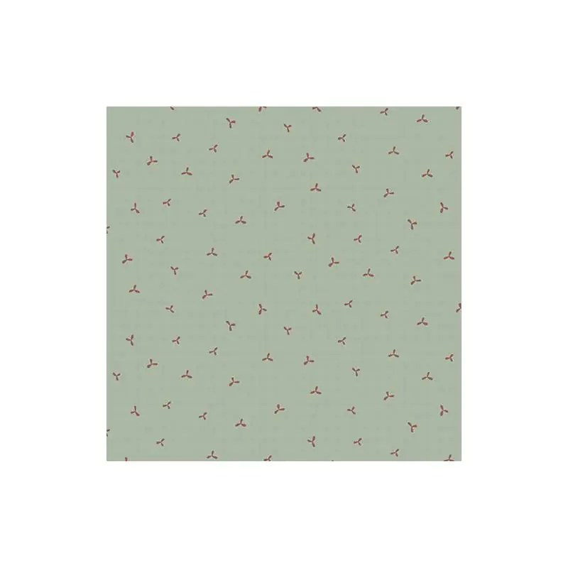 Non Perdere Market Garden by Anni Downs, Tessuto Verde acqua con fiorellini rossi