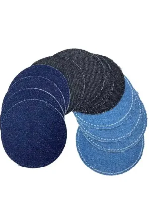 Applicazione Toppa Patch Termoadesiva Tessuto Jeans Tonda 6 Cm Ultima Occasione