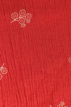 Tessuto stropicciato Bambula Print Katia - Flowers Cranberry Economico