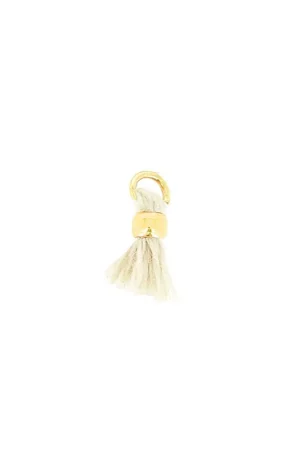 Affare Mini Pompon en coton - 7 mm Crème avec attache métallique Doré à l'or fin x1