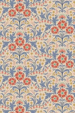 Ultime Pezzi Tilda Hometown Elanora Blue, Tessuto con Fiori e Foglie Blu