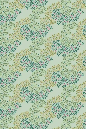 Tilda Hometown Berrytangle Sage, Tessuto con Bacche e Foglioline Verde Salvia Super Prezzo