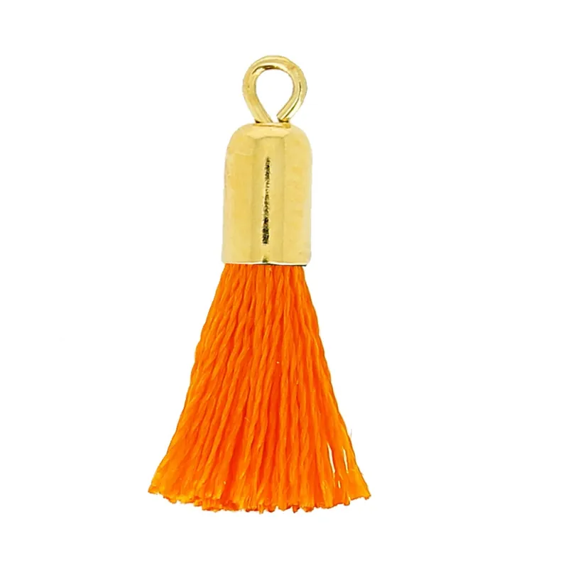 Sconto Pompon en coton - 17 mm Orange avec attache métallique Doré à l'or fin x1