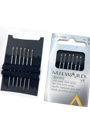 6 Aghi Lana Punta Tonda Metallo Cucito Milward Sharps Lunghi N° 22 Offerta Lampo