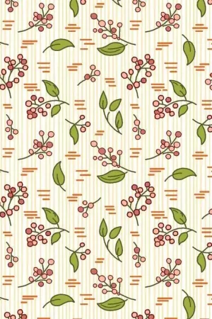 Offerta Lampo EQP Pieces of Time Merry Berry - Cream, Tessuto panna con foglie e bacche