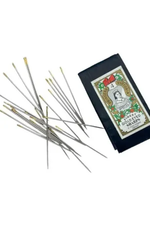 25 Aghi Cartina Princess Victoria Prym Misura N°4 Sharps Cruna Dorata Reso Gratuito