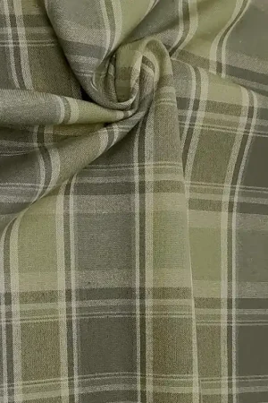 Tessuto Giapponese Tinto in Filo, Beige e Verde Quadrettato Bestseller